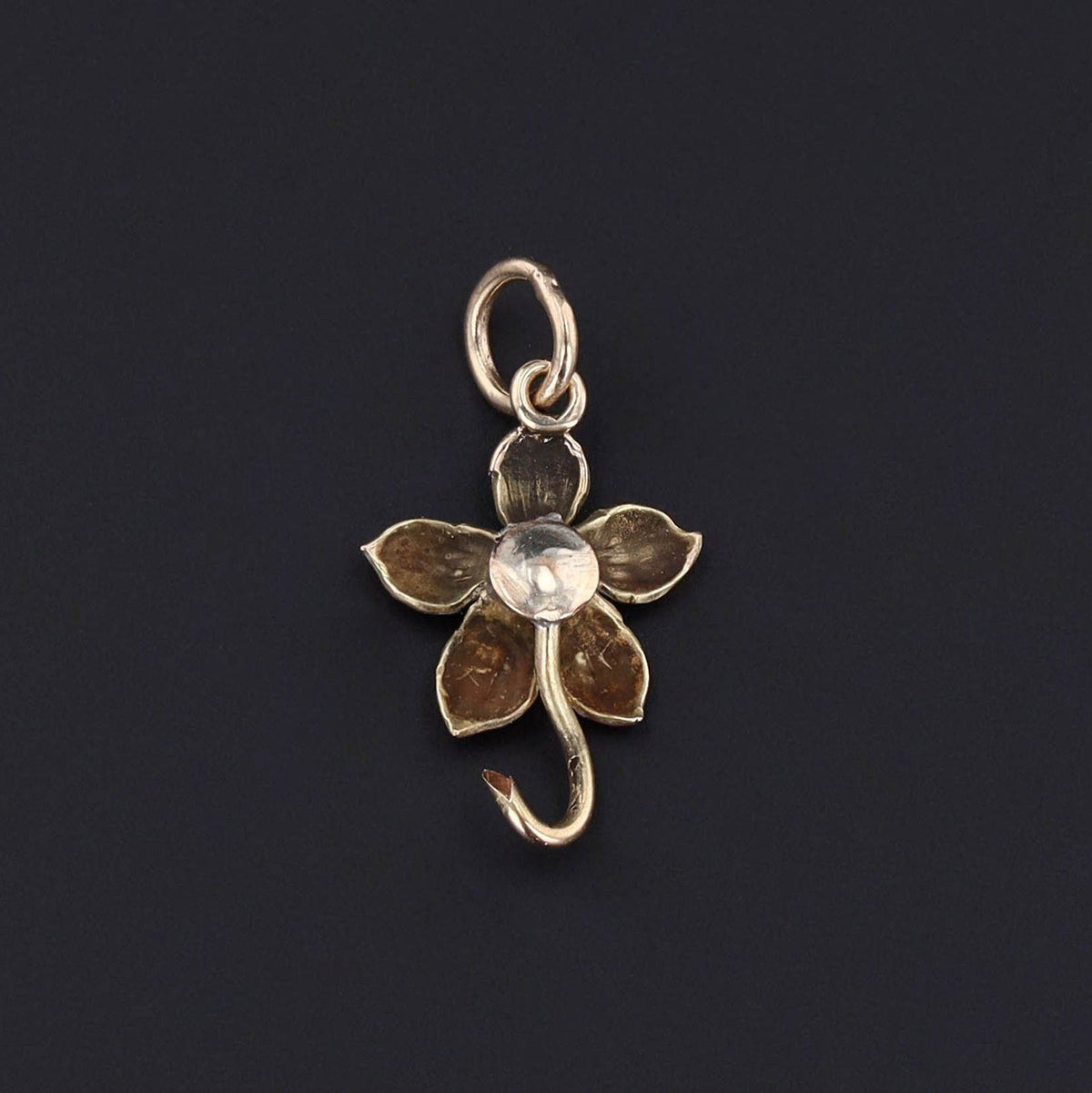 Antique Enamel Flower Conversion Charm of 14k Gold - Trademark Antiques