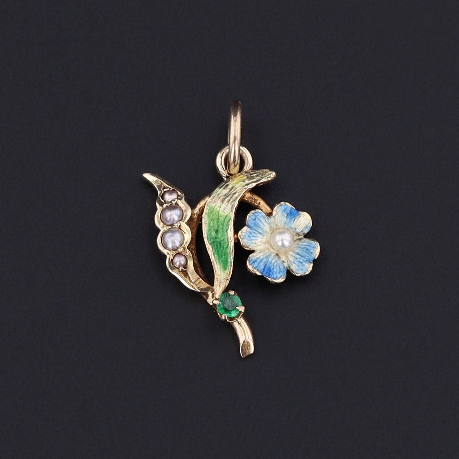 Antique Enamel Flower Conversion Charm of 14k Gold - Trademark Antiques