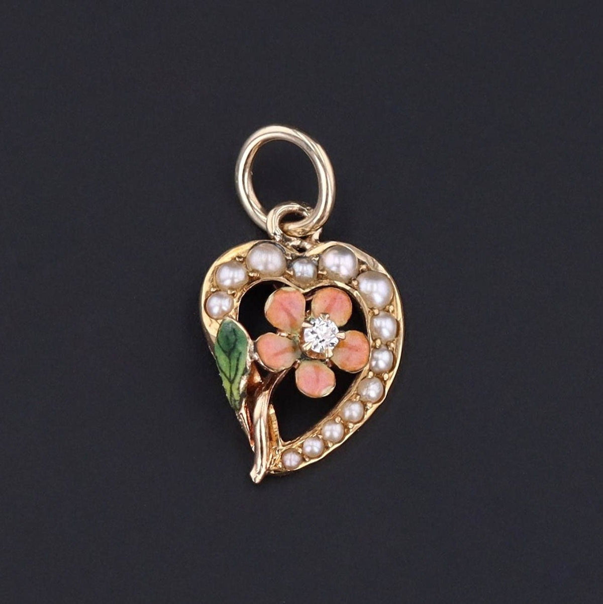 Antique Enamel Flower Conversion Charm of 14k Gold - Trademark Antiques