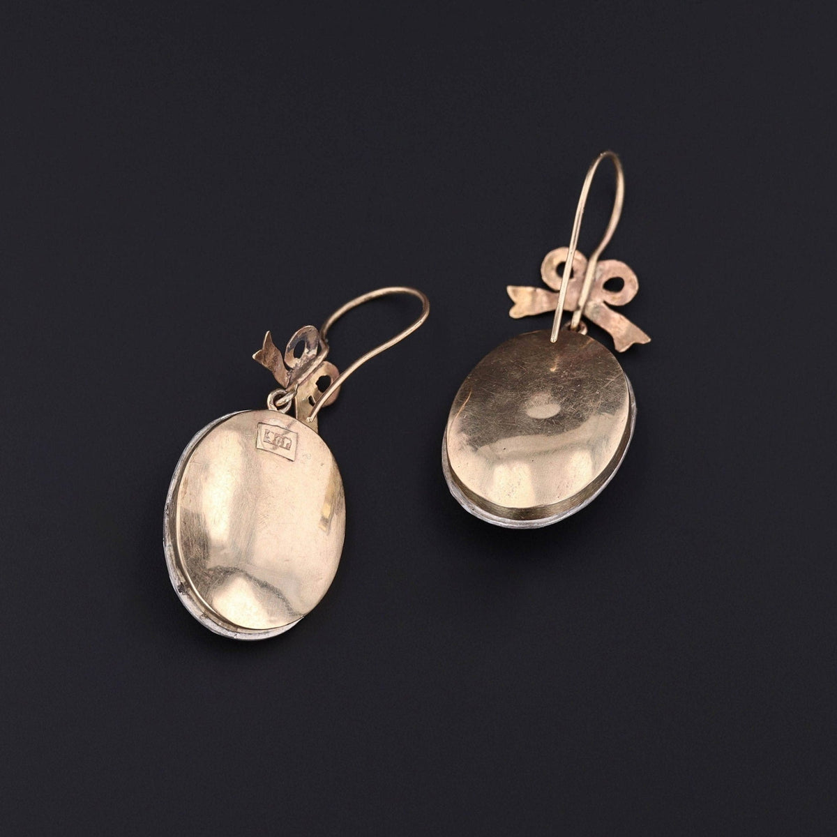 Antique Enamel Flower Earrings of 9ct Gold - Trademark Antiques