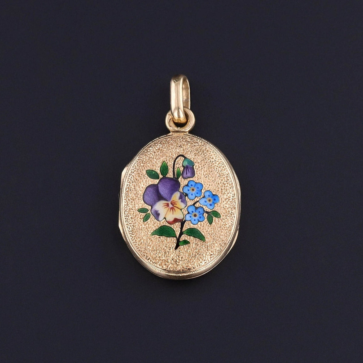 Antique Enamel Flower Locket of 18k Gold - Trademark Antiques