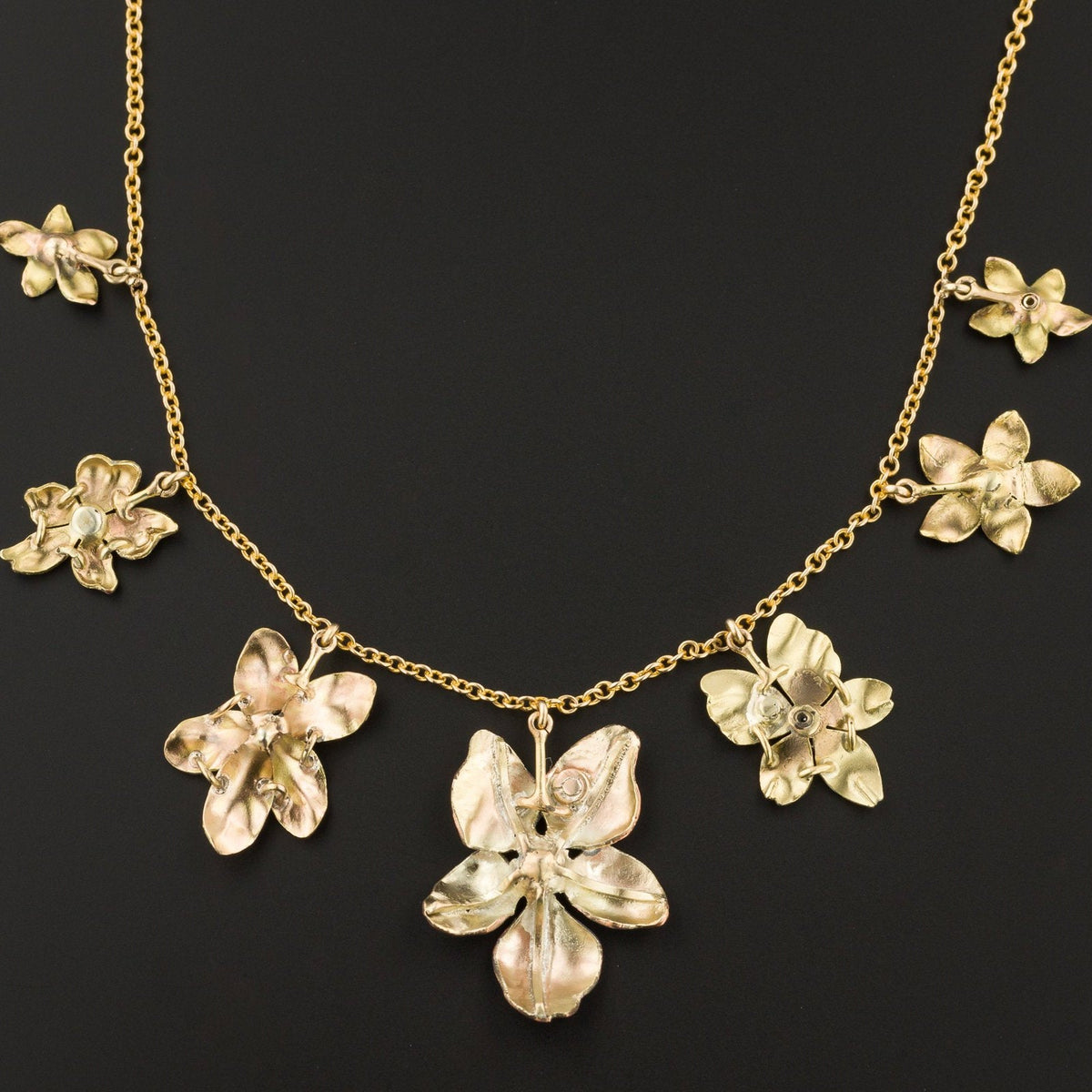 Antique Enamel Flower Necklace | Pin Conversion Necklace - Trademark Antiques