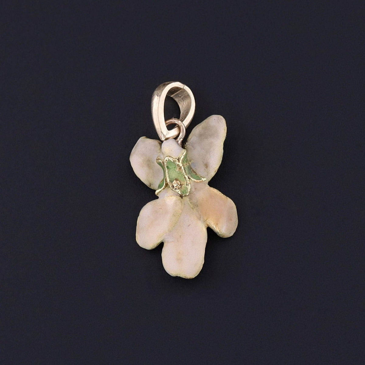 Antique Enamel Flower Pendant of 14k Gold - Trademark Antiques