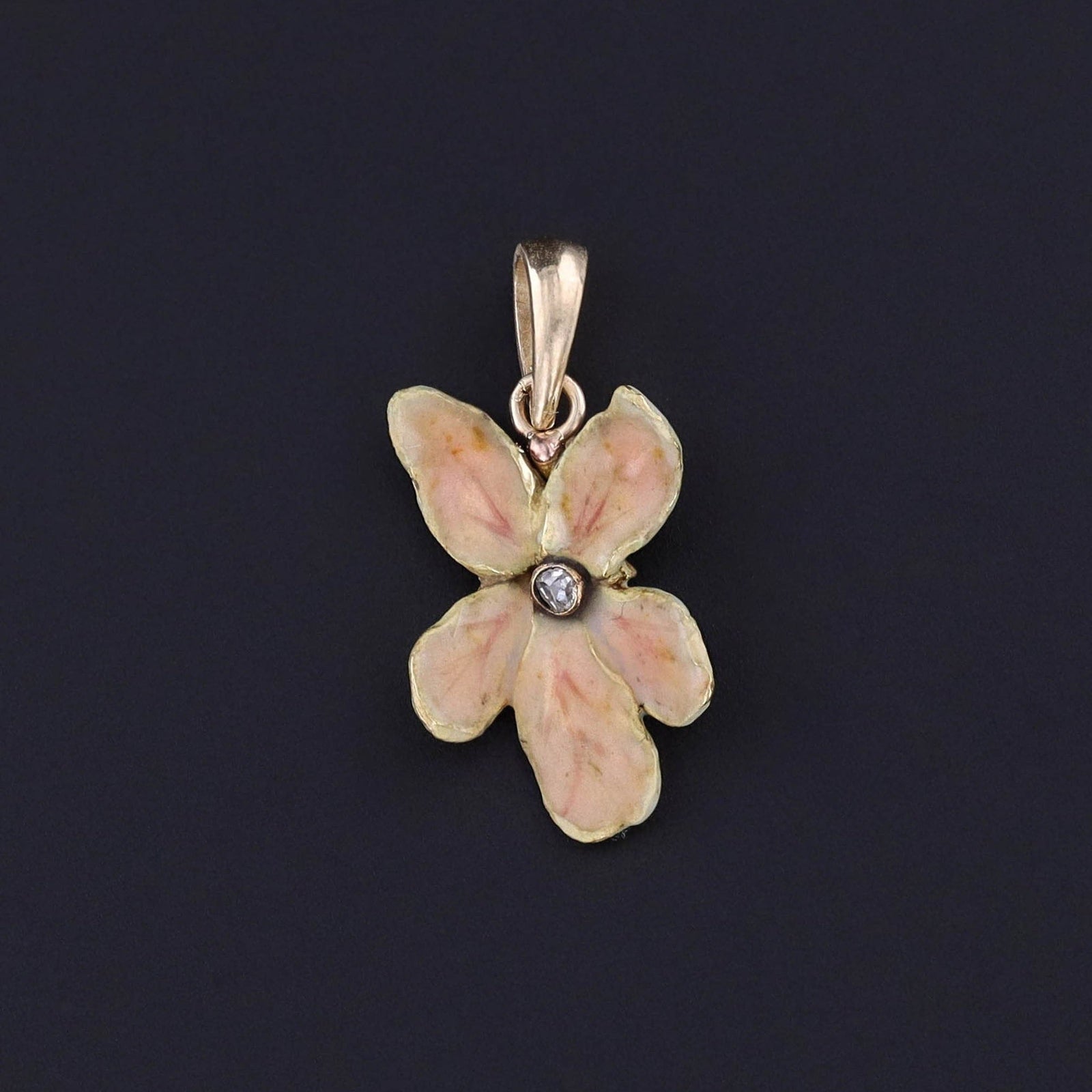 Antique Enamel Flower Pendant of 14k Gold - Trademark Antiques