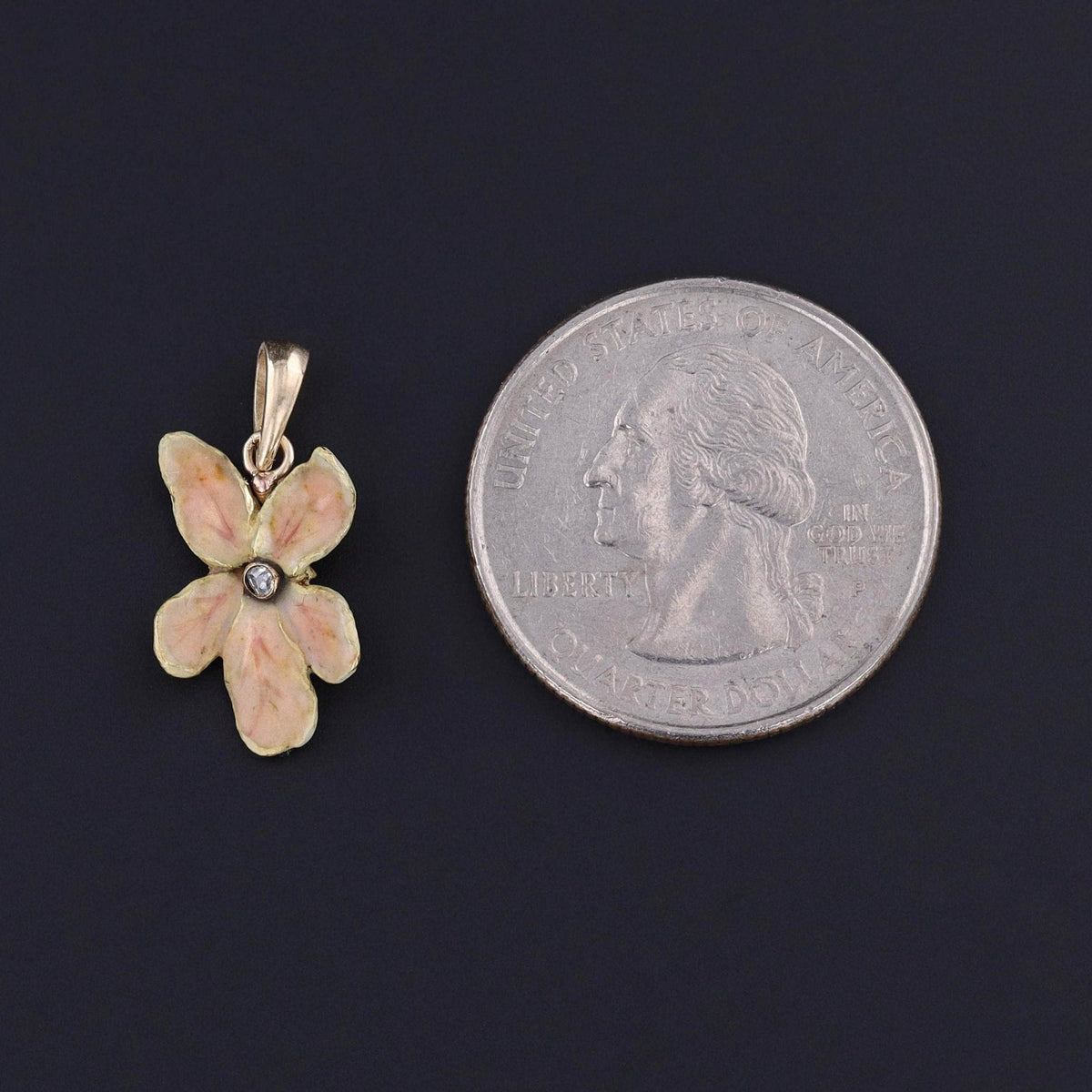 Antique Enamel Flower Pendant of 14k Gold - Trademark Antiques