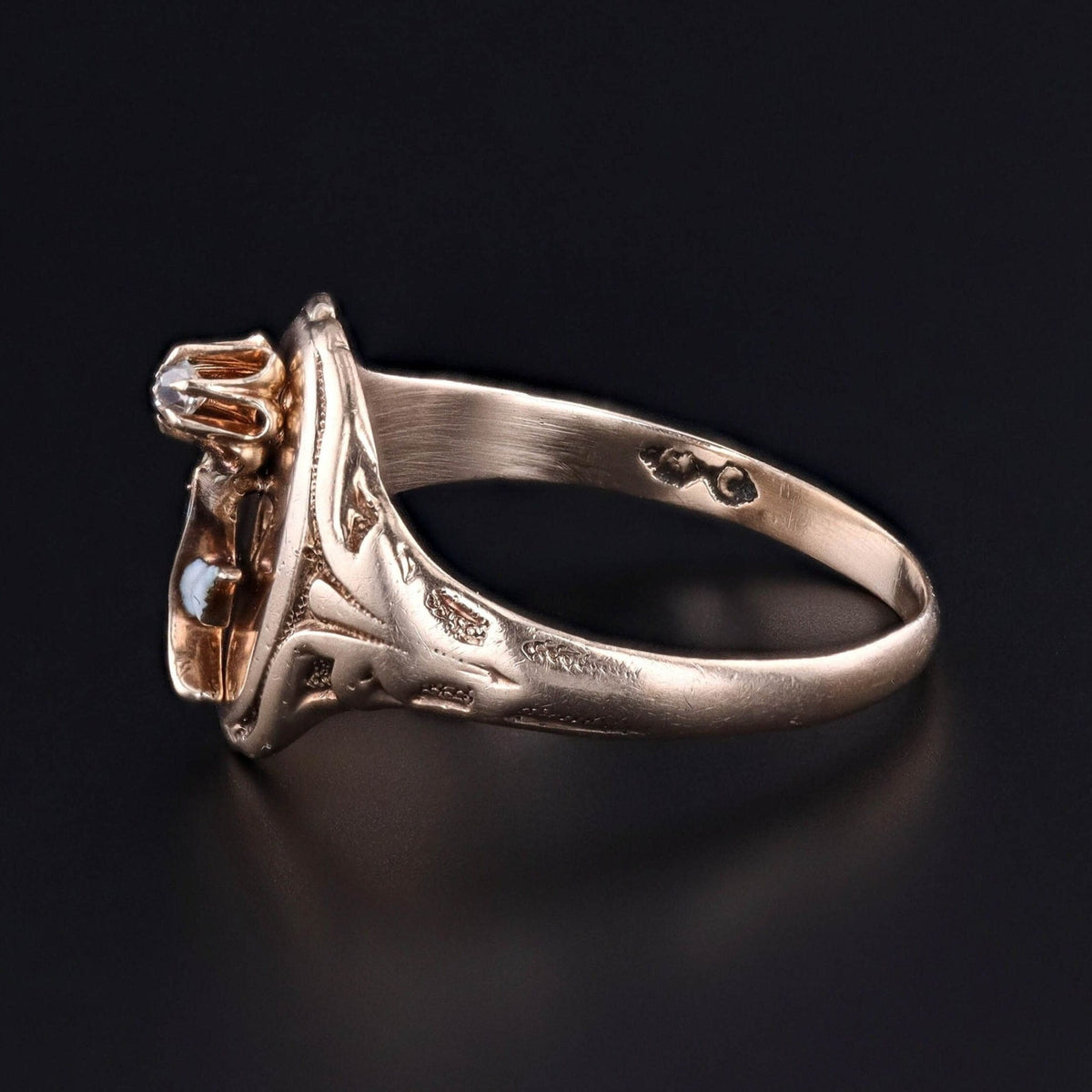 Antique Enamel Flower Ring of 10k Gold - Trademark Antiques