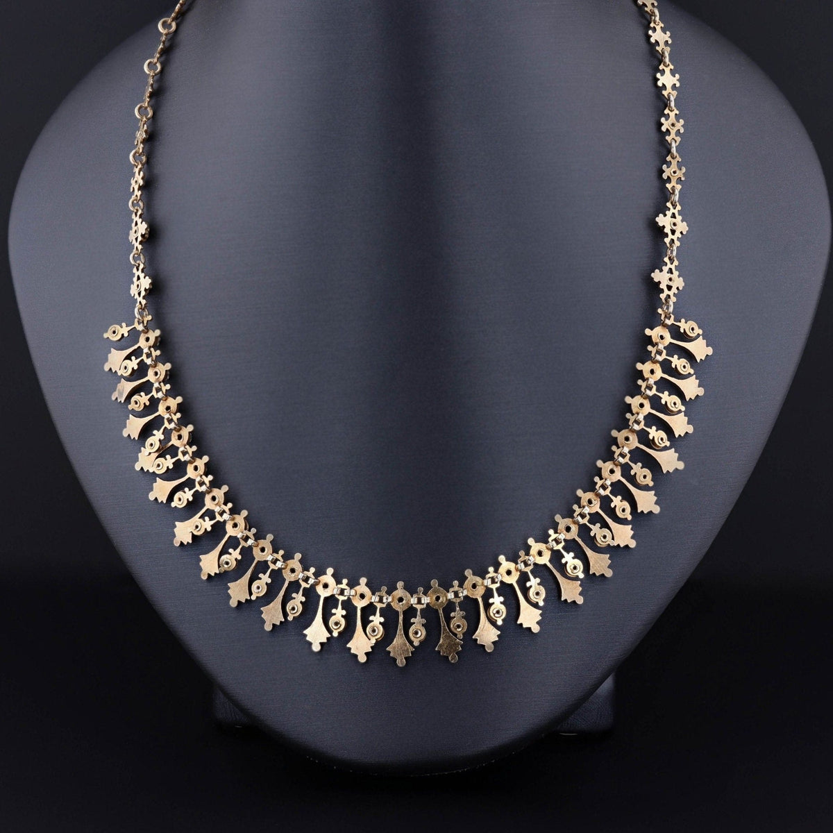Antique Enamel Fringe Necklace of 14k Gold - Trademark Antiques
