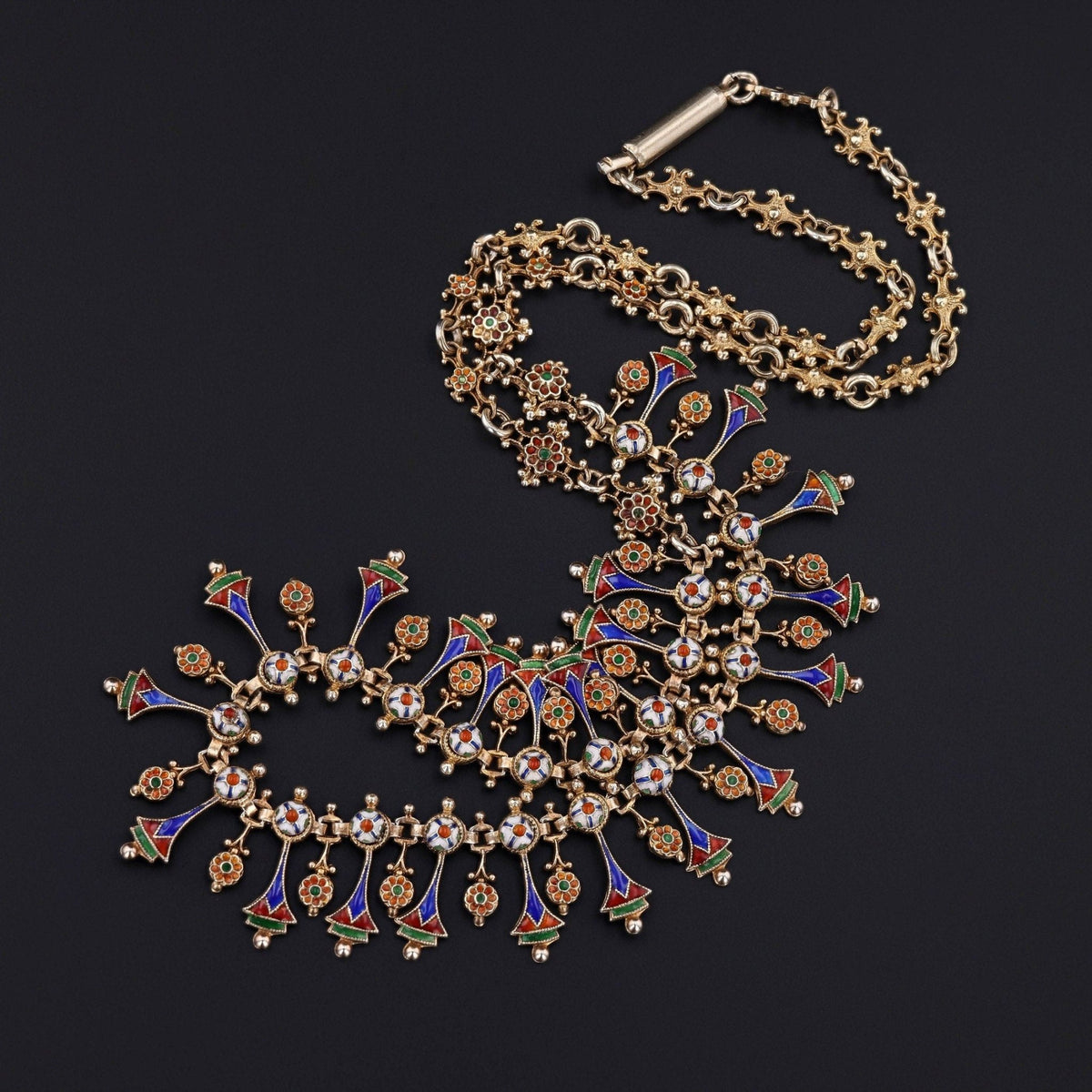 Antique Enamel Fringe Necklace of 14k Gold - Trademark Antiques