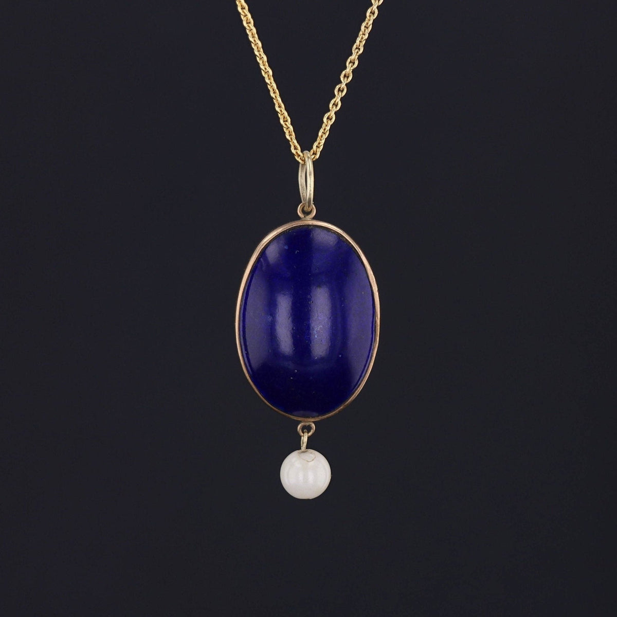 Antique Enamel Garnet and Pearl Pendant of 14k Gold - Trademark Antiques