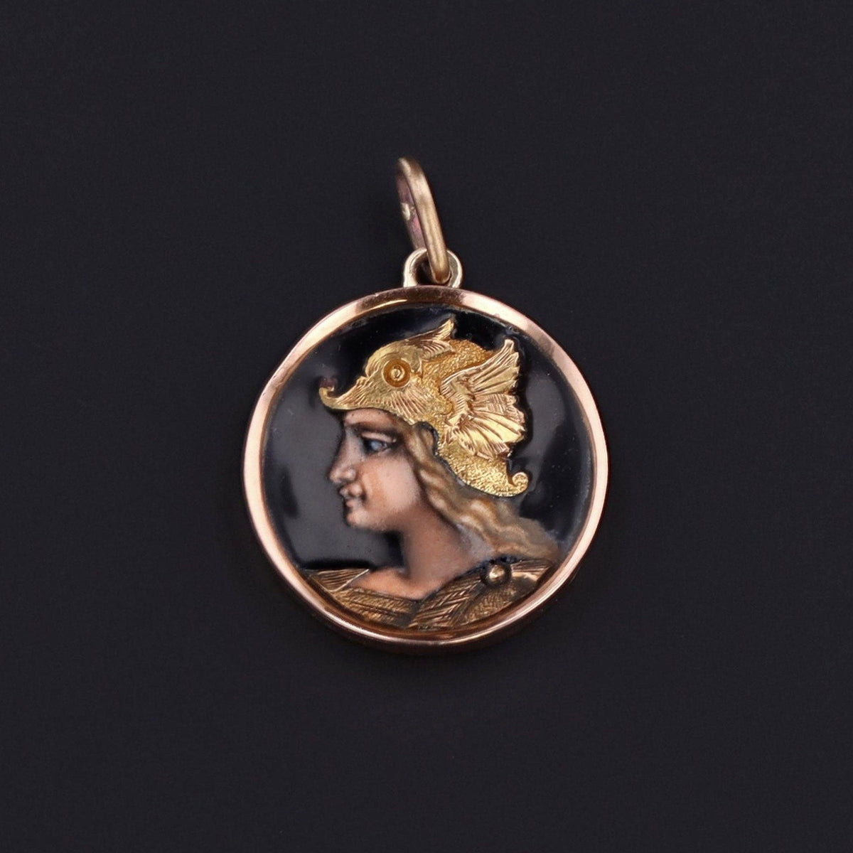 Antique Enamel Greek God Hermes Conversion Charm of 14k Gold - Trademark Antiques