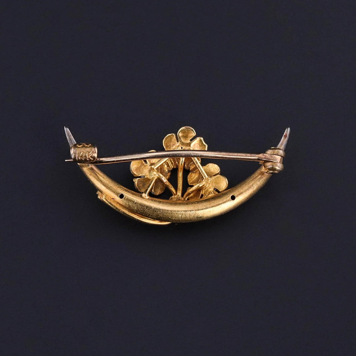 Antique Enamel Honeymoon Pin of 14k Gold - Trademark Antiques