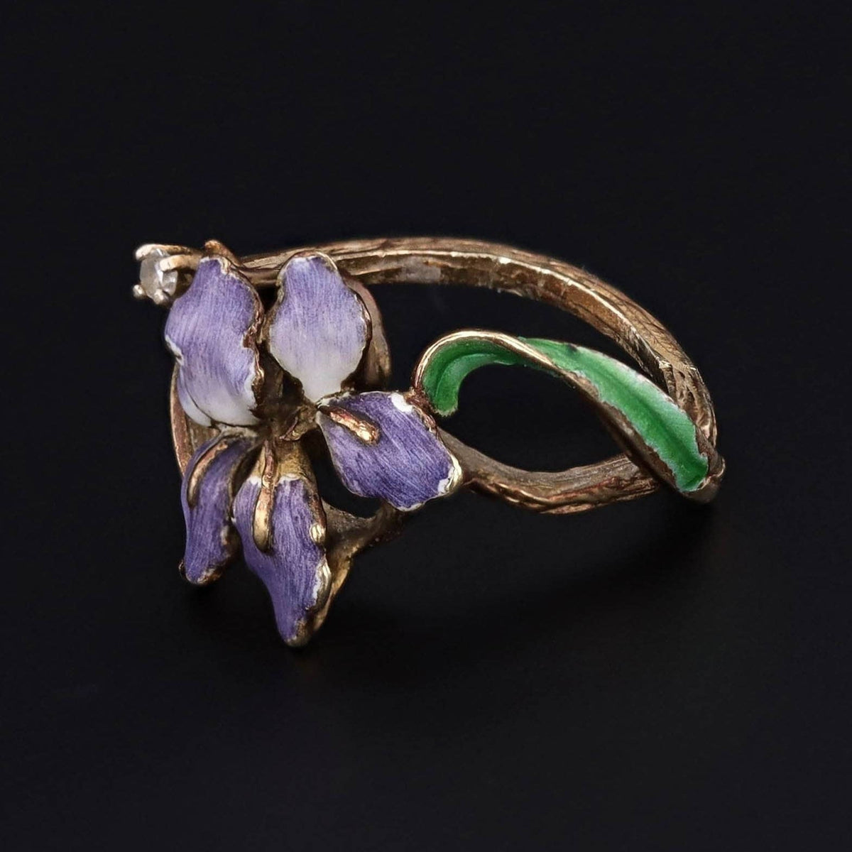 Antique Enamel Iris Ring of 14k Gold - Trademark Antiques