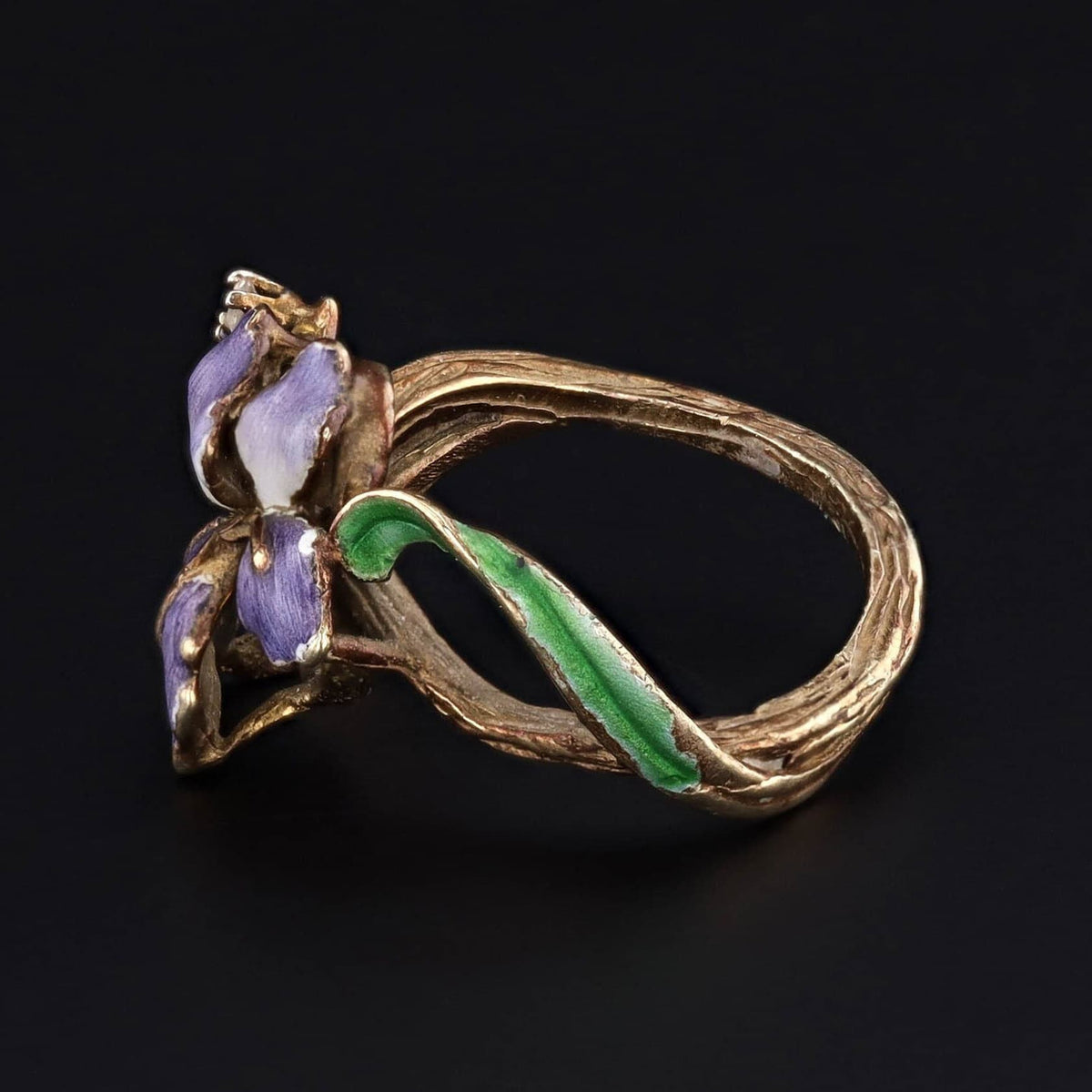 Antique Enamel Iris Ring of 14k Gold - Trademark Antiques