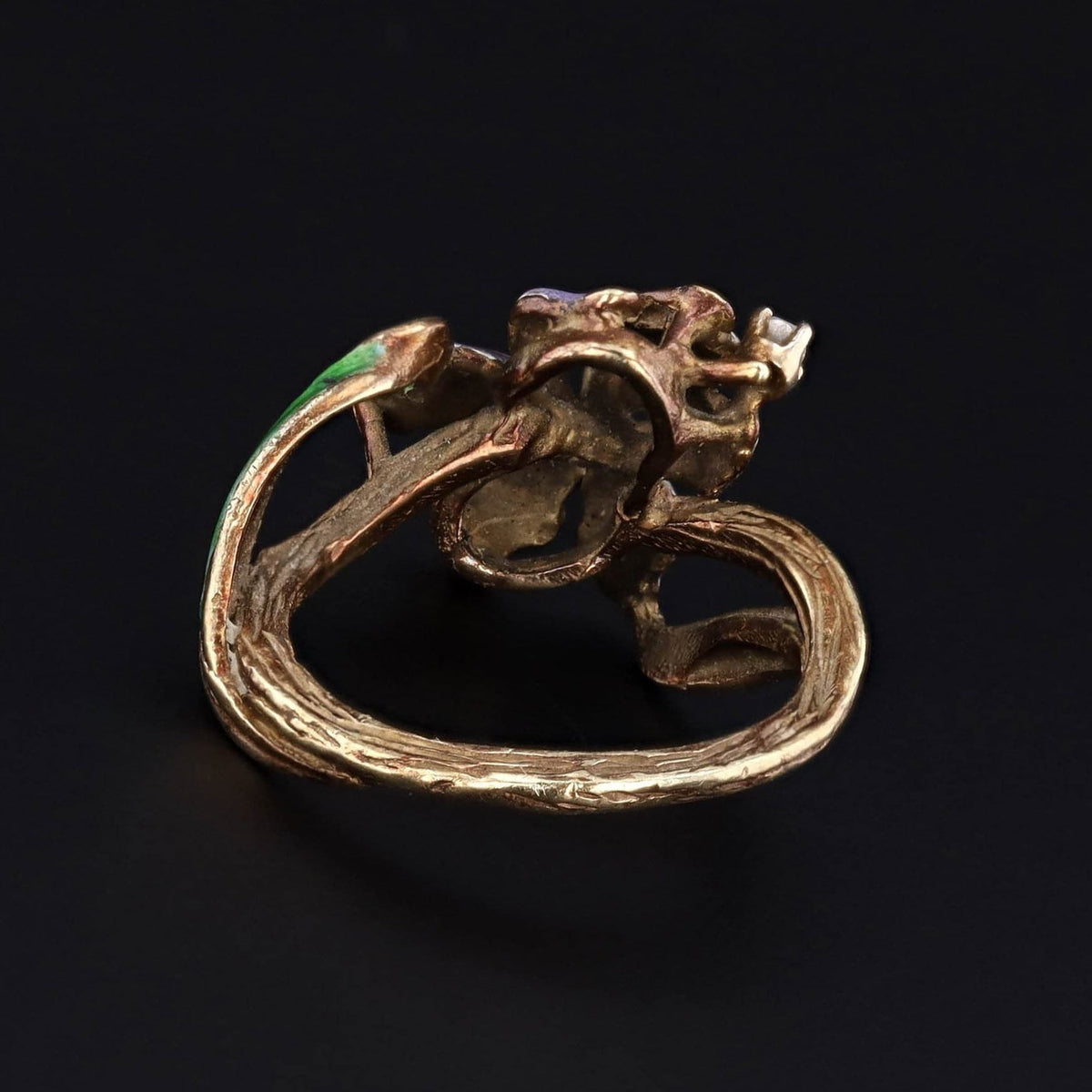 Antique Enamel Iris Ring of 14k Gold - Trademark Antiques