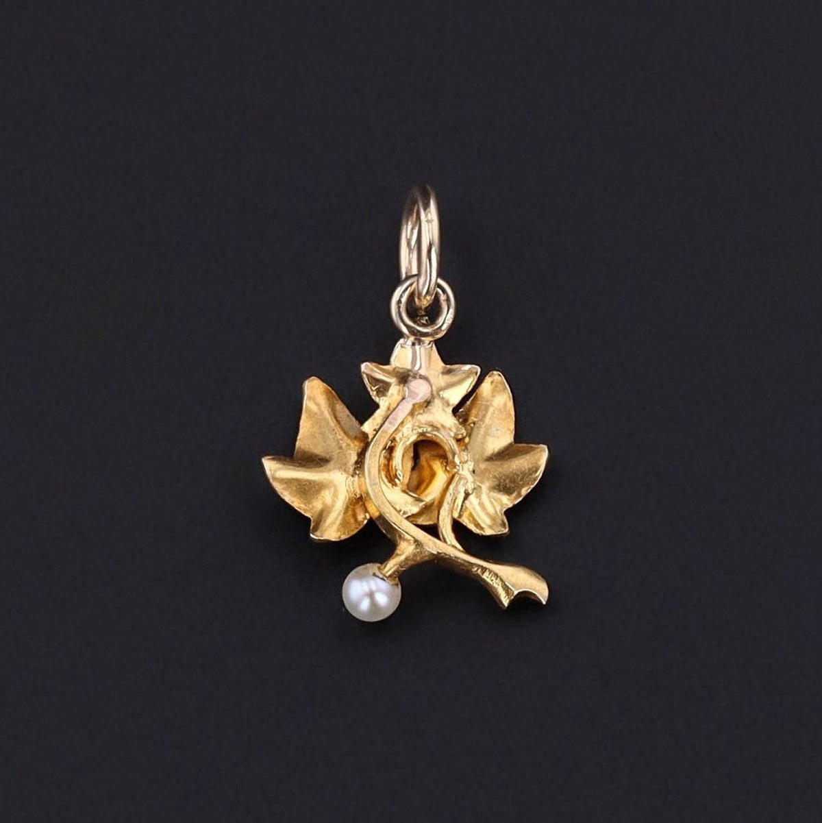 Antique Enamel Ivy Conversion Charm of 14k Gold - Trademark Antiques