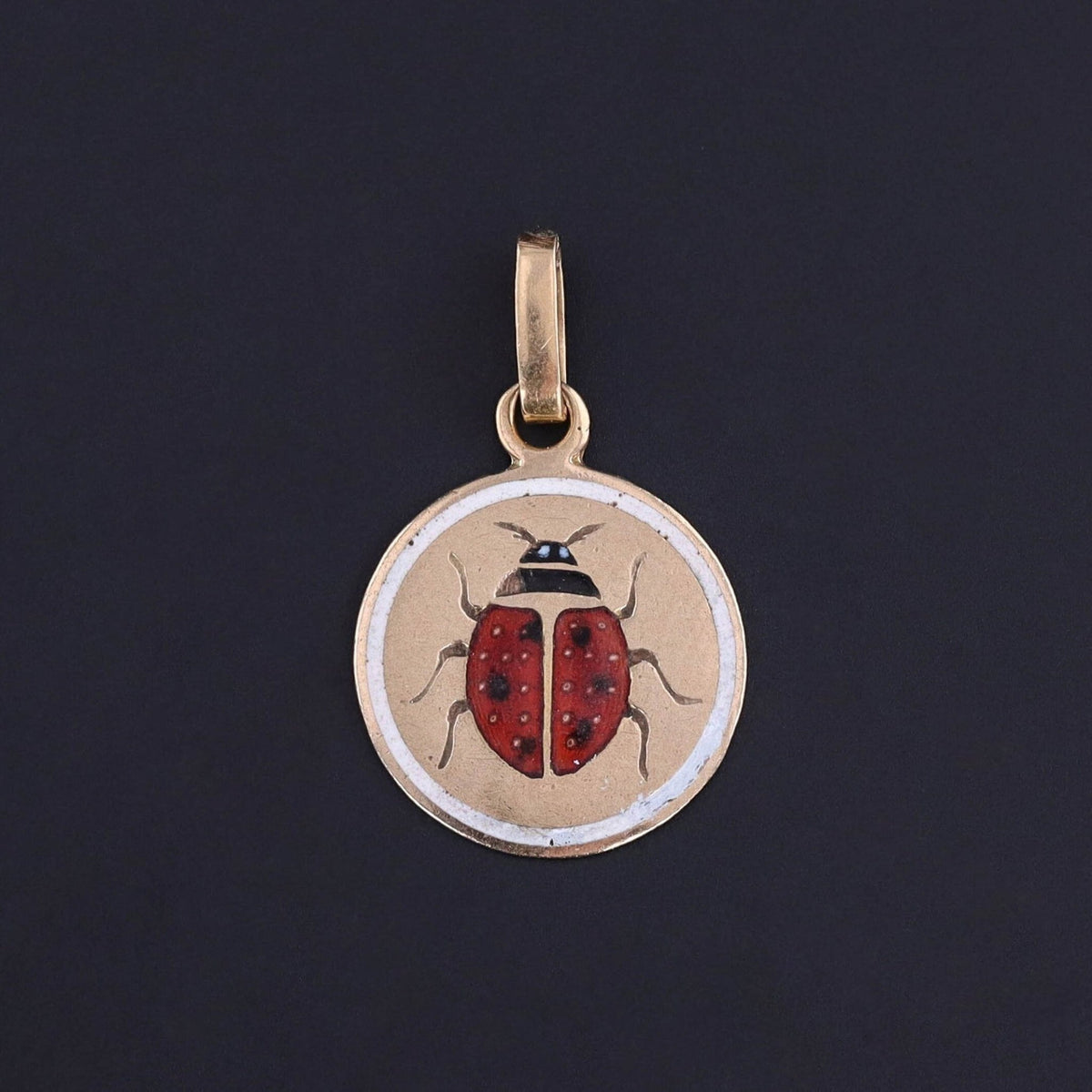 Antique Enamel Ladybug Charm of 9ct Gold - Trademark Antiques