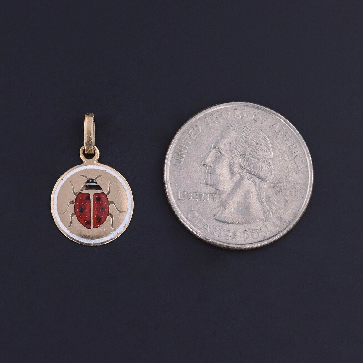 Antique Enamel Ladybug Charm of 9ct Gold - Trademark Antiques
