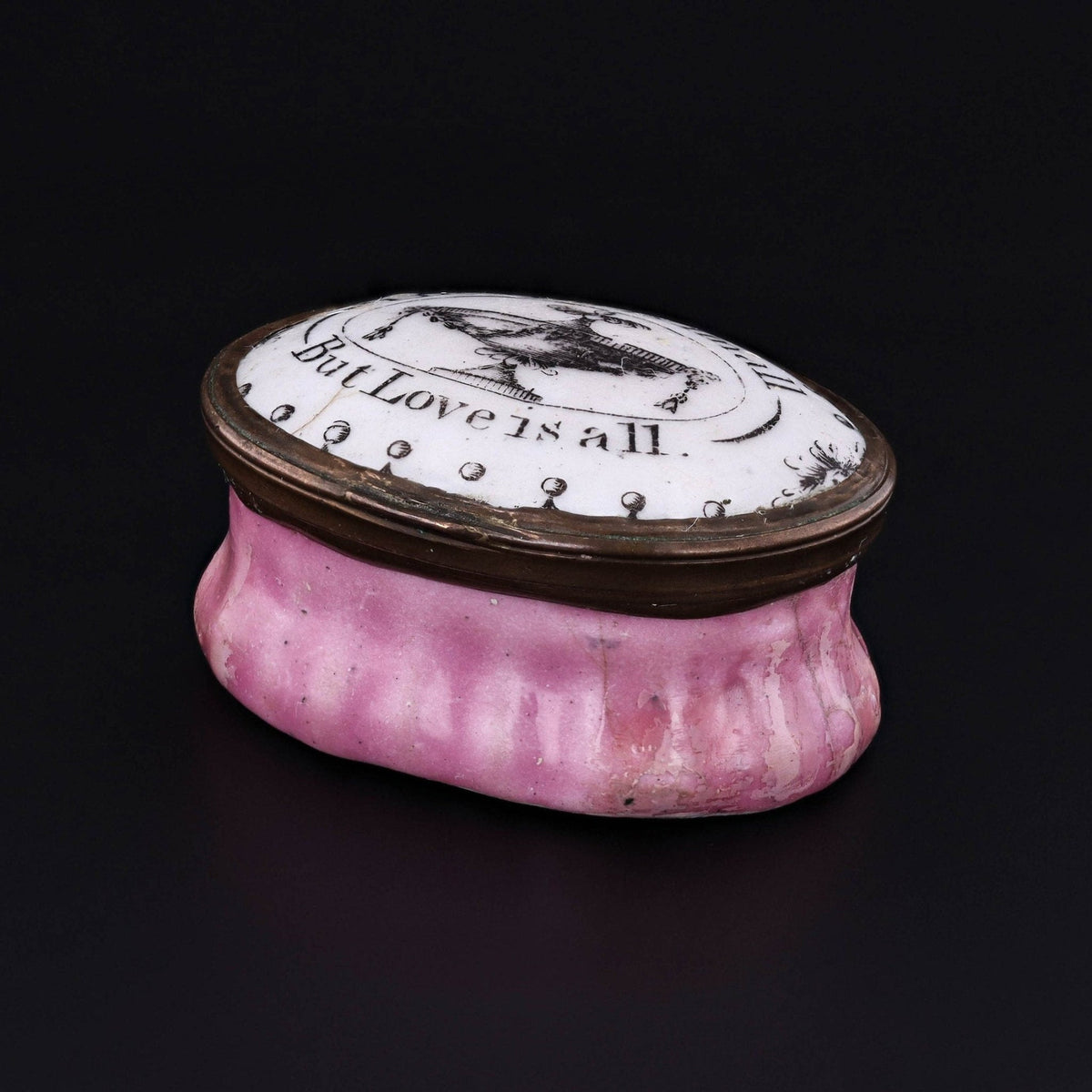 Antique Enamel Love Token Patch Box - Trademark Antiques