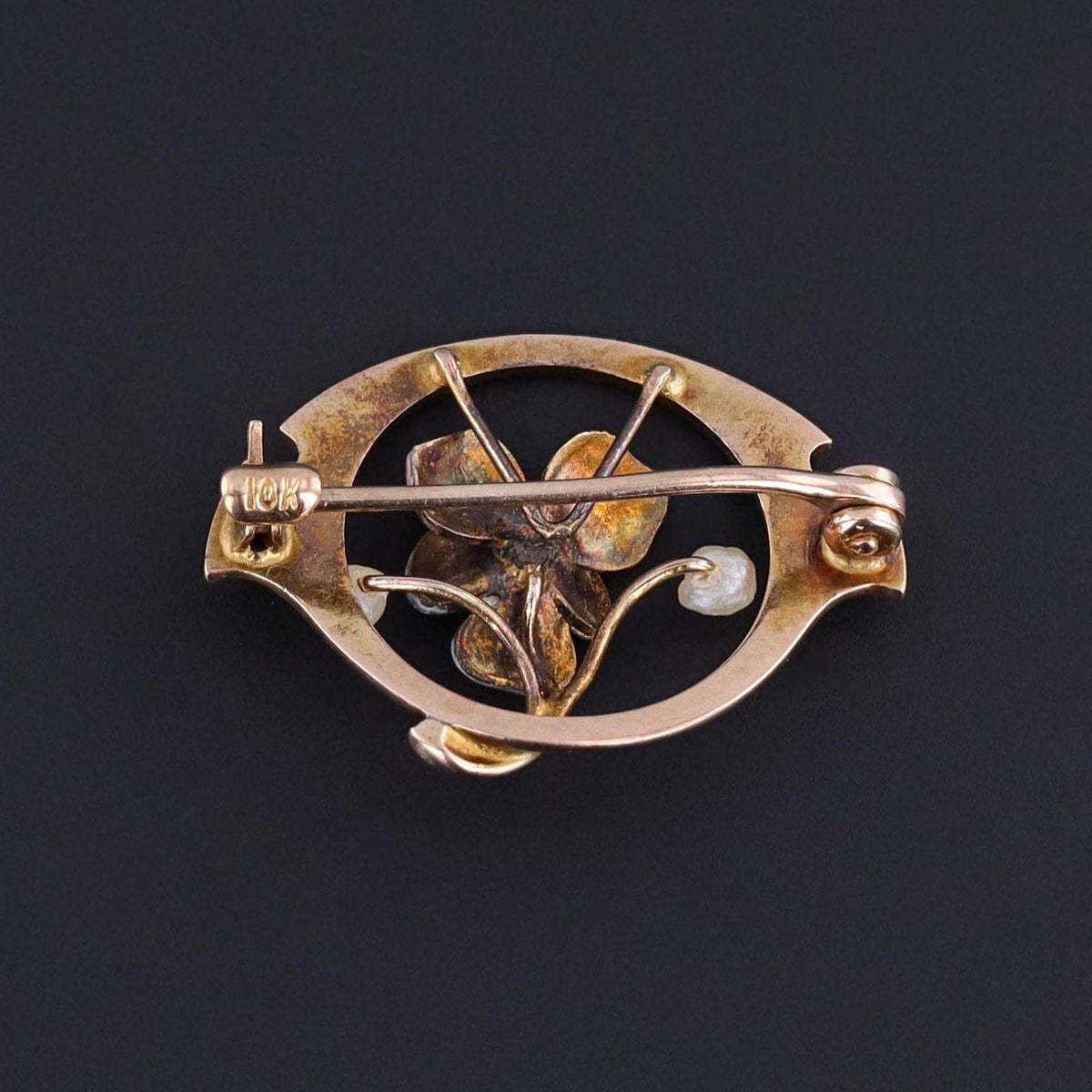 Antique Enamel Pansy Brooch of 10k Gold - Trademark Antiques