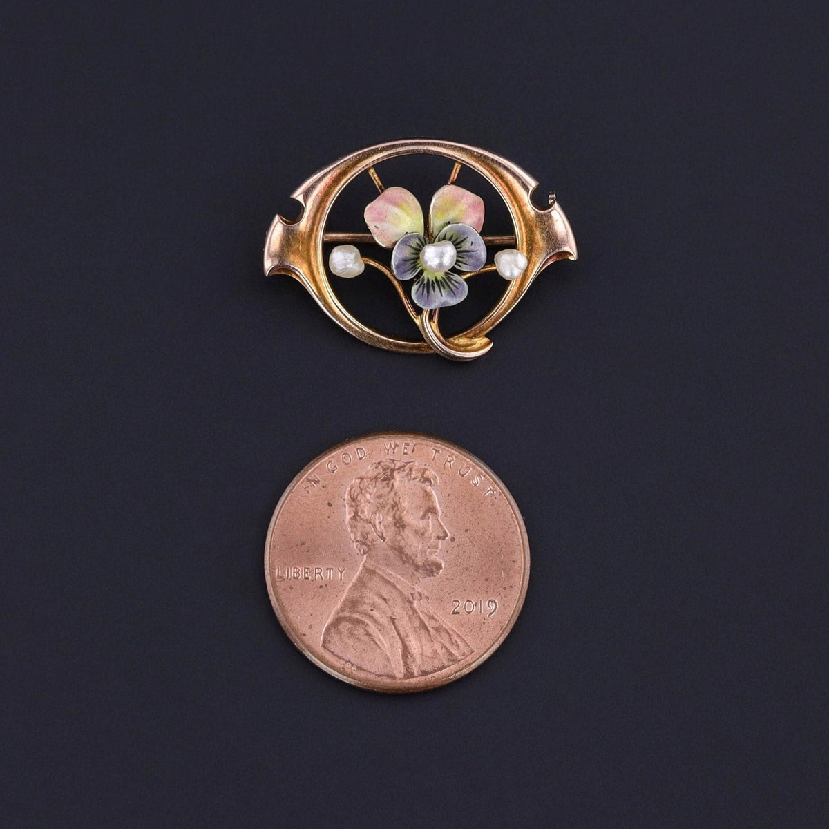 Antique Enamel Pansy Brooch of 10k Gold - Trademark Antiques