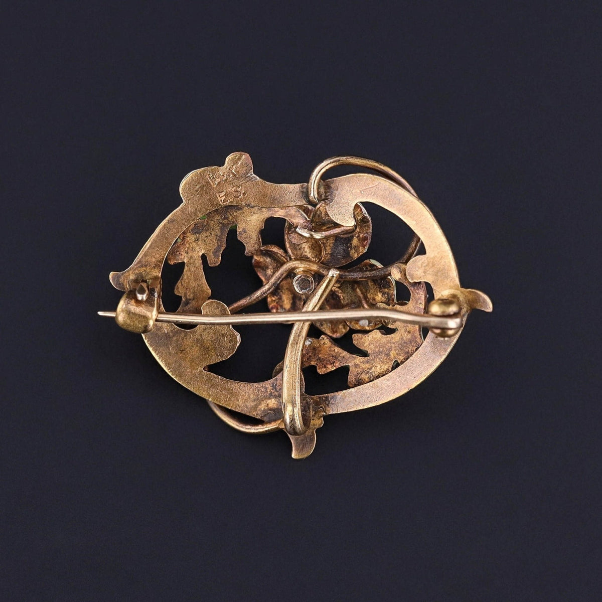 Antique Enamel Pansy Brooch of 14k Gold - Trademark Antiques