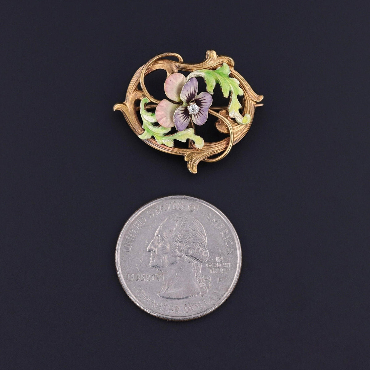Antique Enamel Pansy Brooch of 14k Gold - Trademark Antiques
