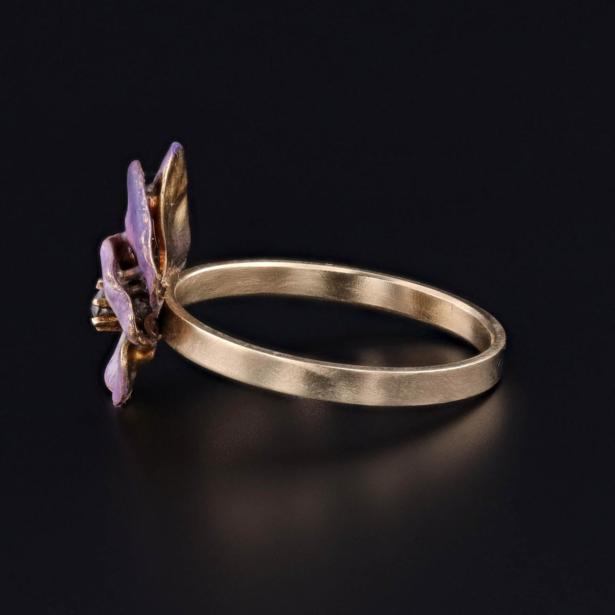 Antique Enamel Pansy Conversion Ring of 14k Gold - Trademark Antiques