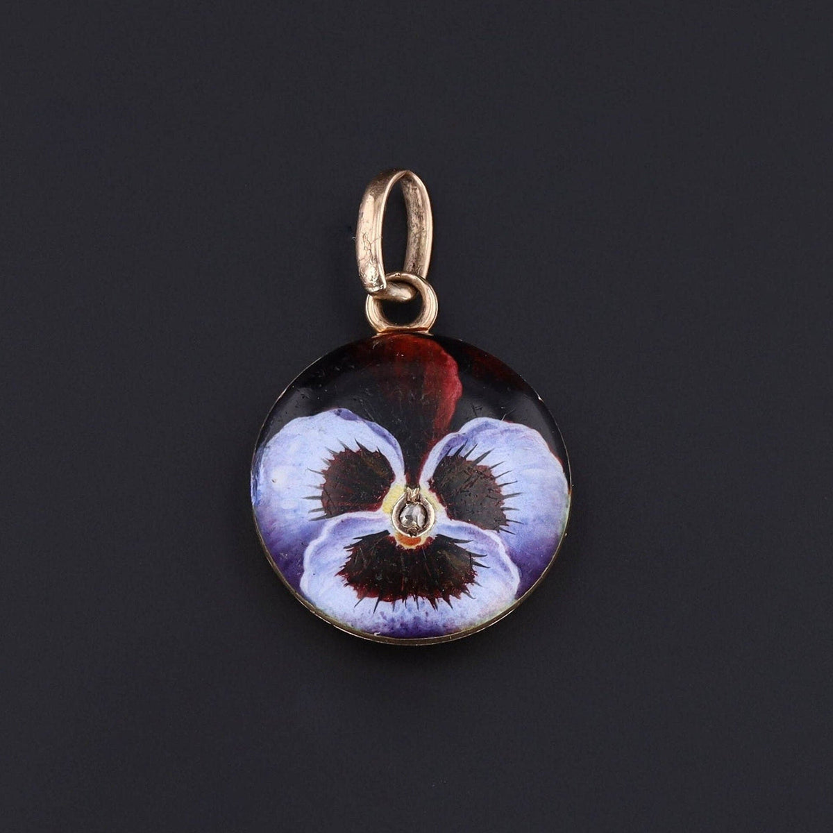 Antique Enamel Pansy Locket of 14k Gold - Trademark Antiques