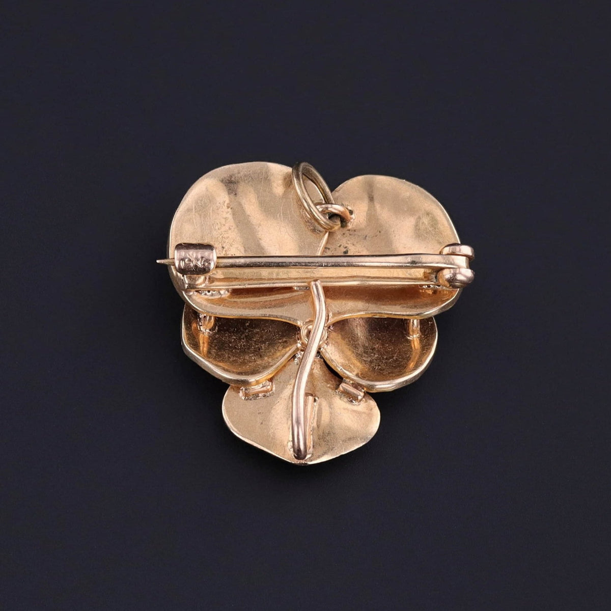 Antique Enamel Pansy Pendant Brooch of 14k Gold - Trademark Antiques