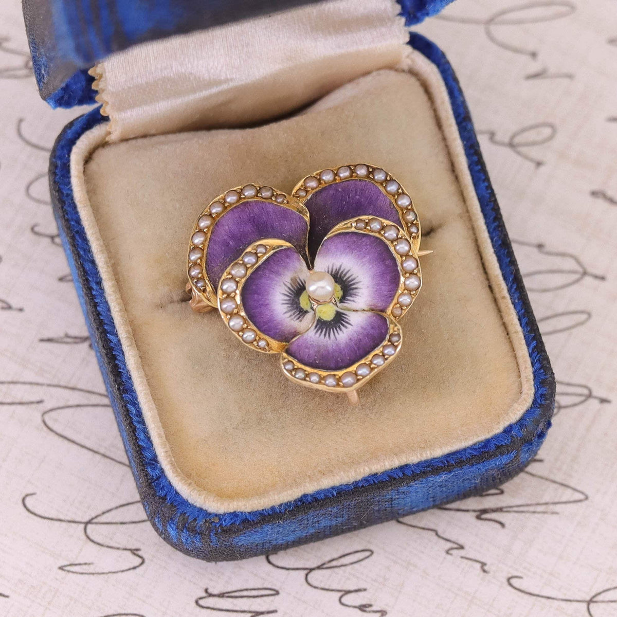 Antique Enamel Pansy Pendant Brooch of 14k Gold - Trademark Antiques
