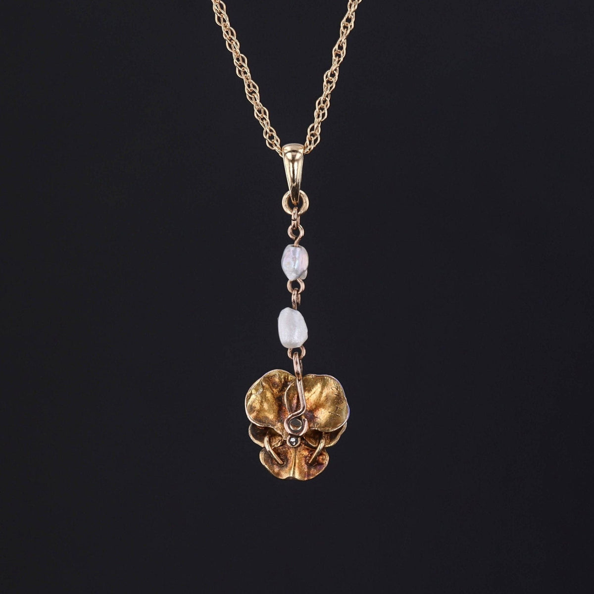 Antique Enamel Pansy Pendant of 14k Gold - Trademark Antiques