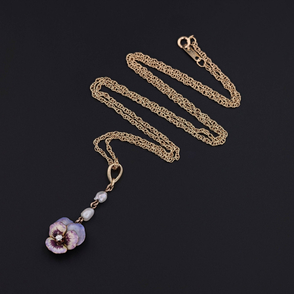 Antique Enamel Pansy Pendant of 14k Gold - Trademark Antiques