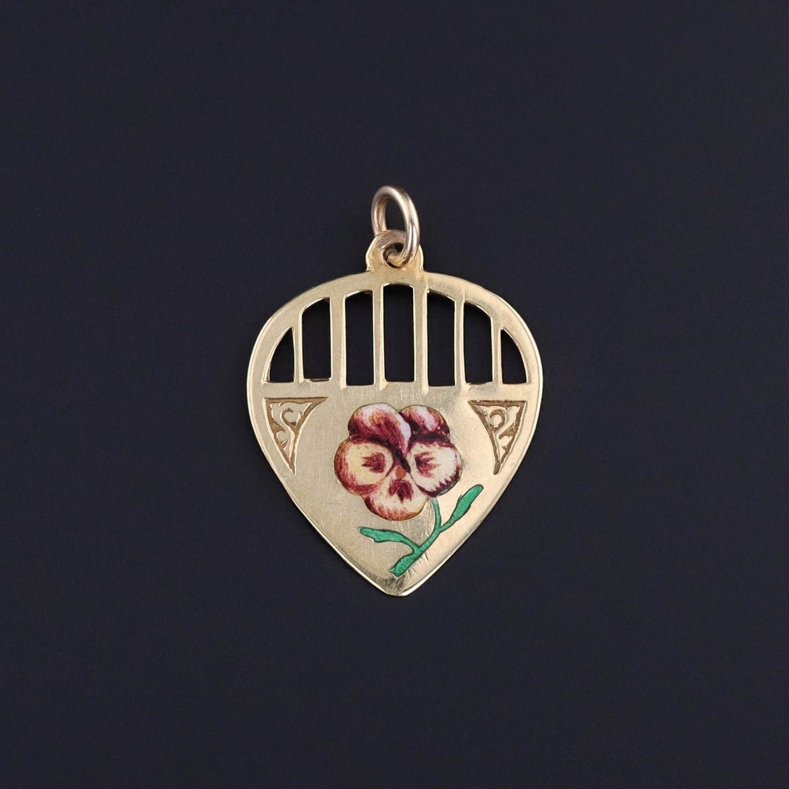 Antique Enamel Pansy Pendant of 18k Gold - Trademark Antiques