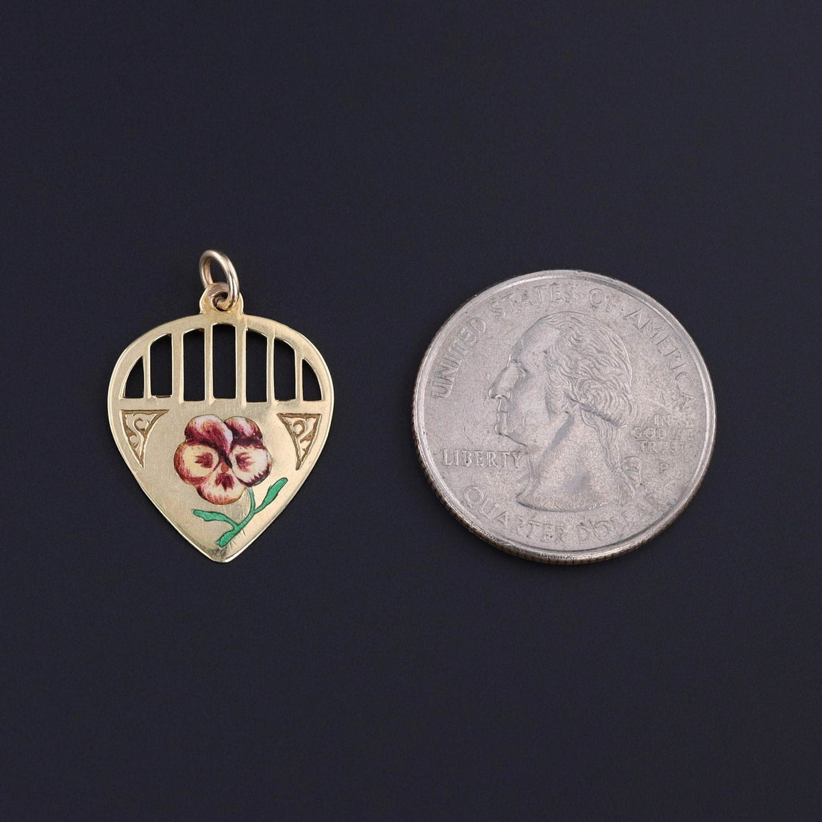 Antique Enamel Pansy Pendant of 18k Gold - Trademark Antiques