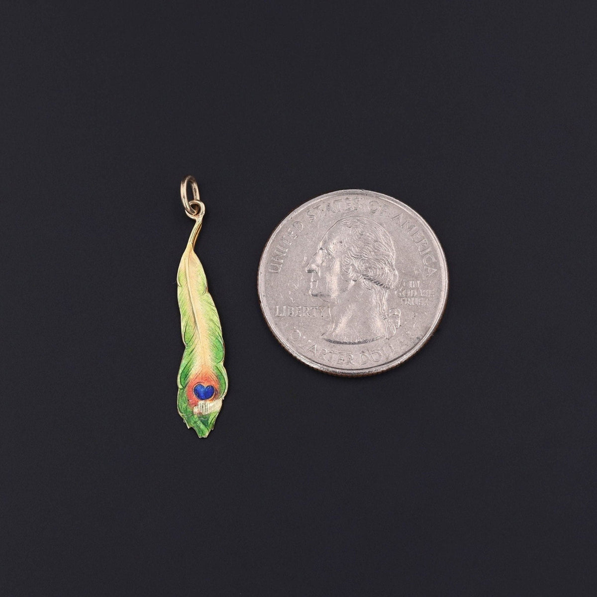 Antique Enamel Peacock Feather Conversion Pendant - Trademark Antiques