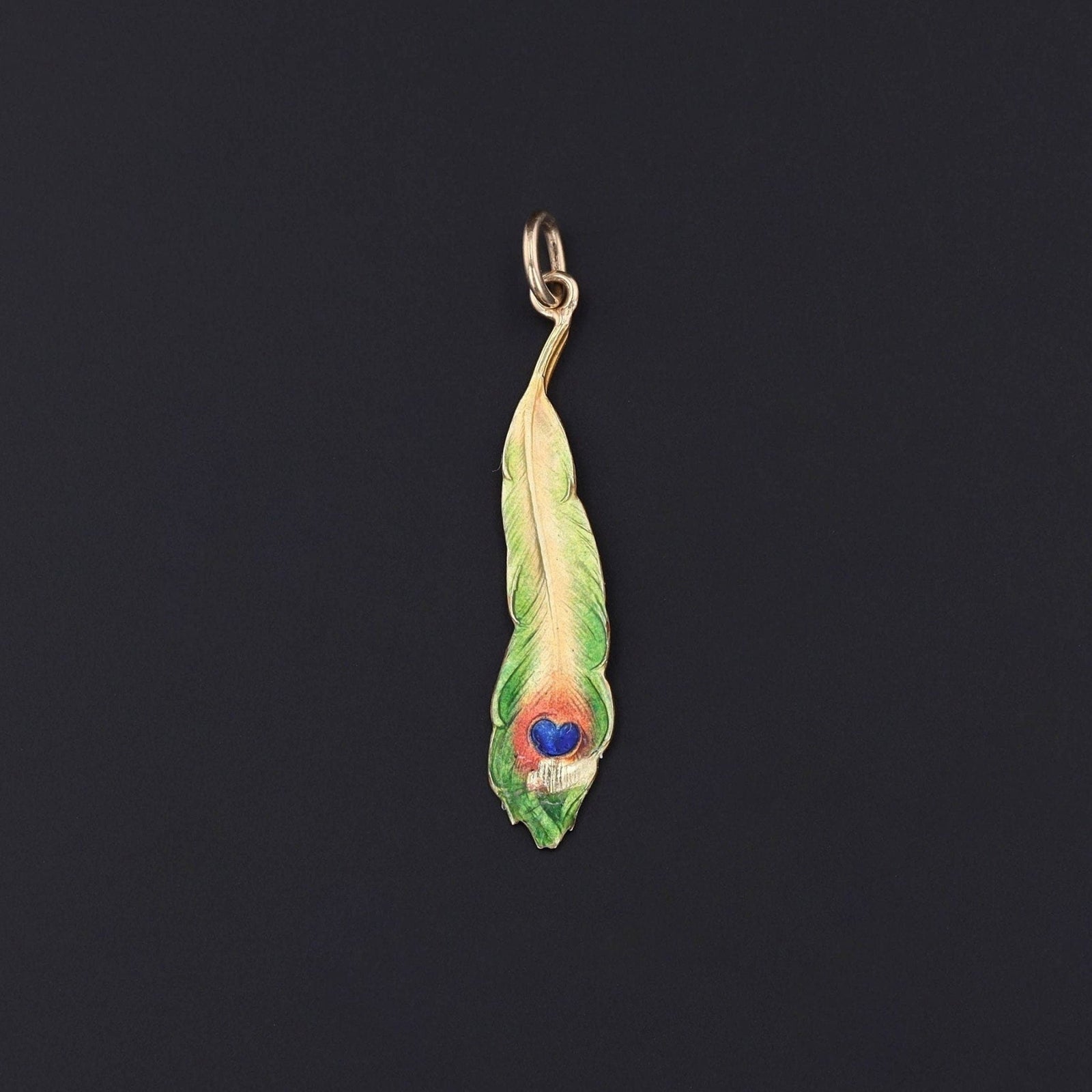 Antique Enamel Peacock Feather Conversion Pendant - Trademark Antiques