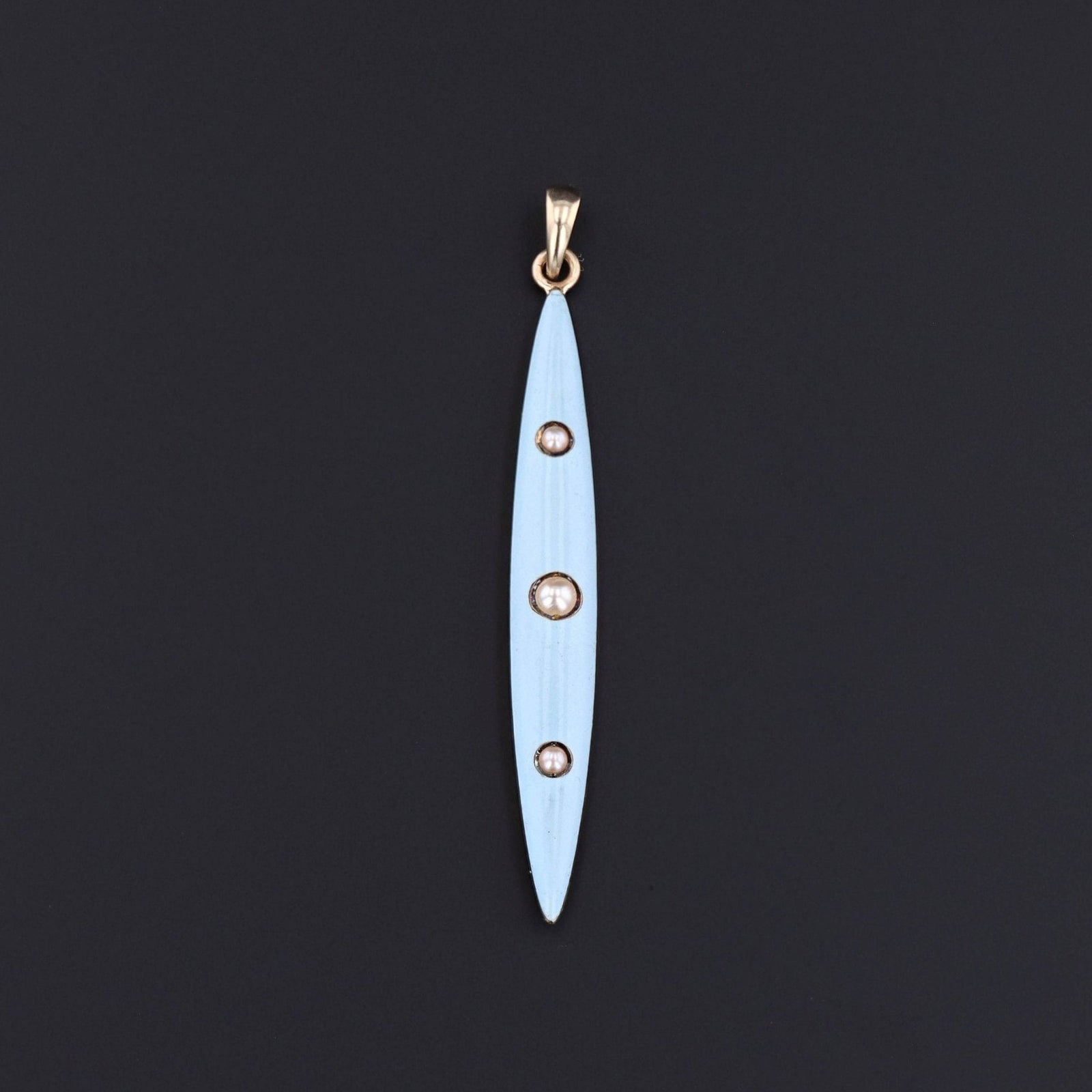 Antique Enamel Pendant | 14k Gold, Enamel & Pearl Pendant - Trademark Antiques