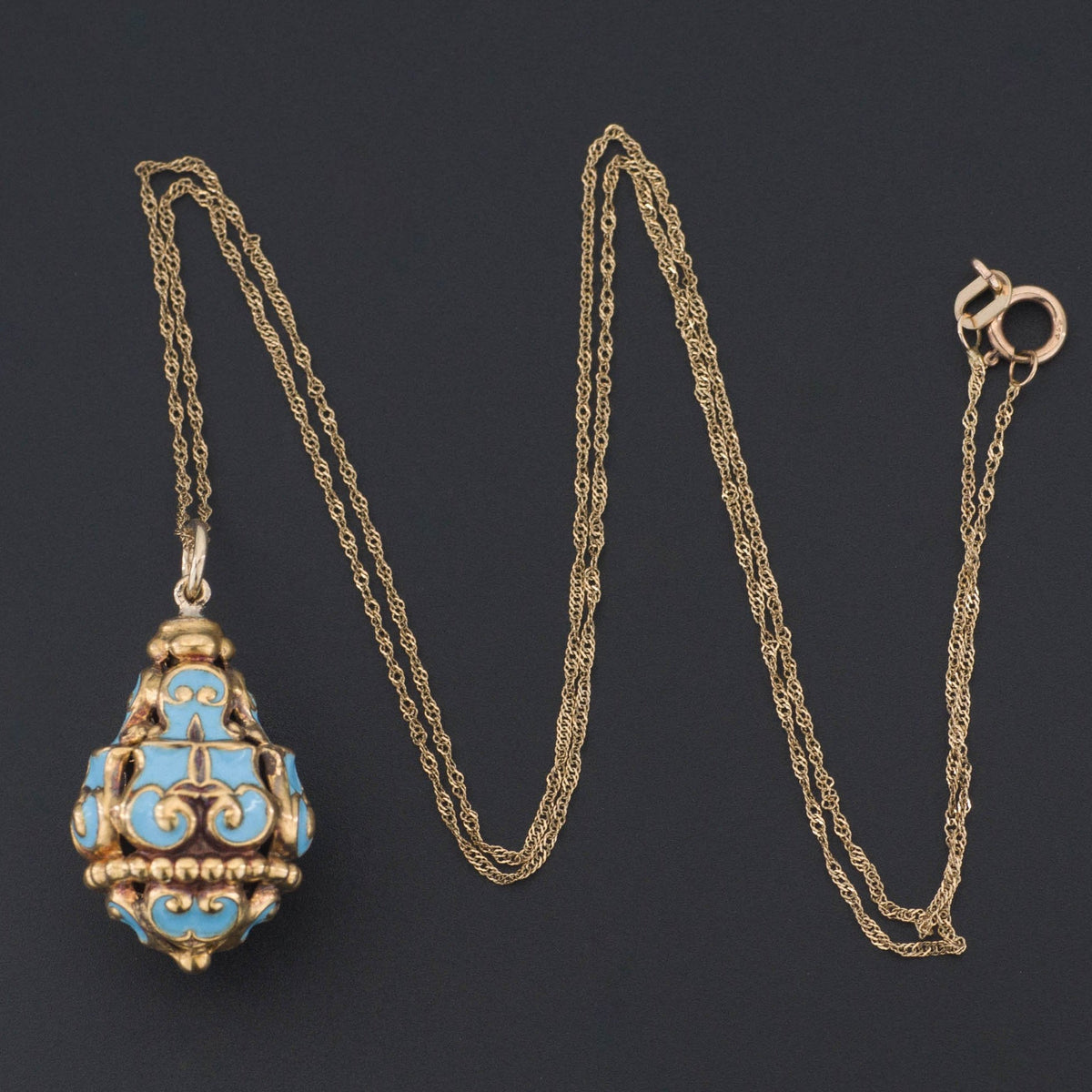 Antique Enamel Pendant | 14k Gold Pendant on Optional 10k Chain - Trademark Antiques