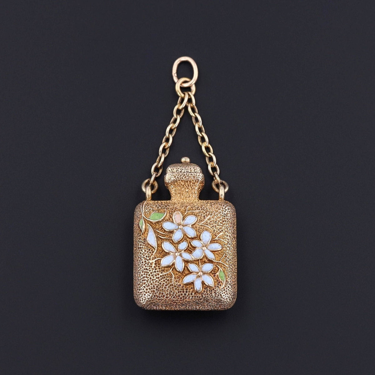 Antique Enamel Perfume Pendant of 14k Gold - Trademark Antiques