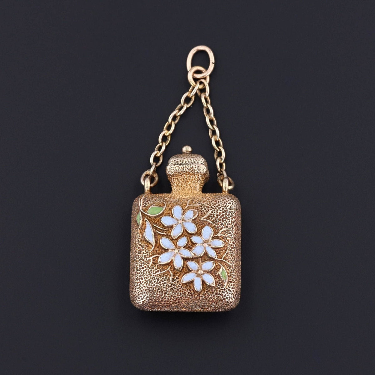 Antique Enamel Perfume Pendant of 14k Gold - Trademark Antiques