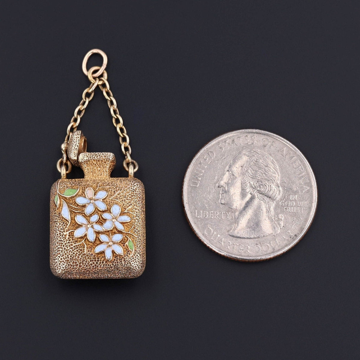 Antique Enamel Perfume Pendant of 14k Gold - Trademark Antiques