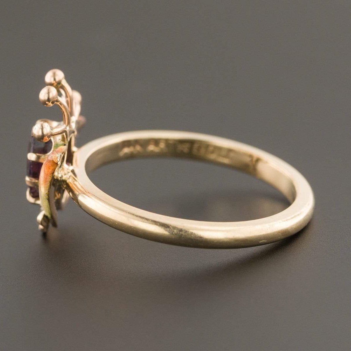 Antique Enamel Ring | Amethyst Glass Doublet &amp; Enamel Ring - Trademark Antiques