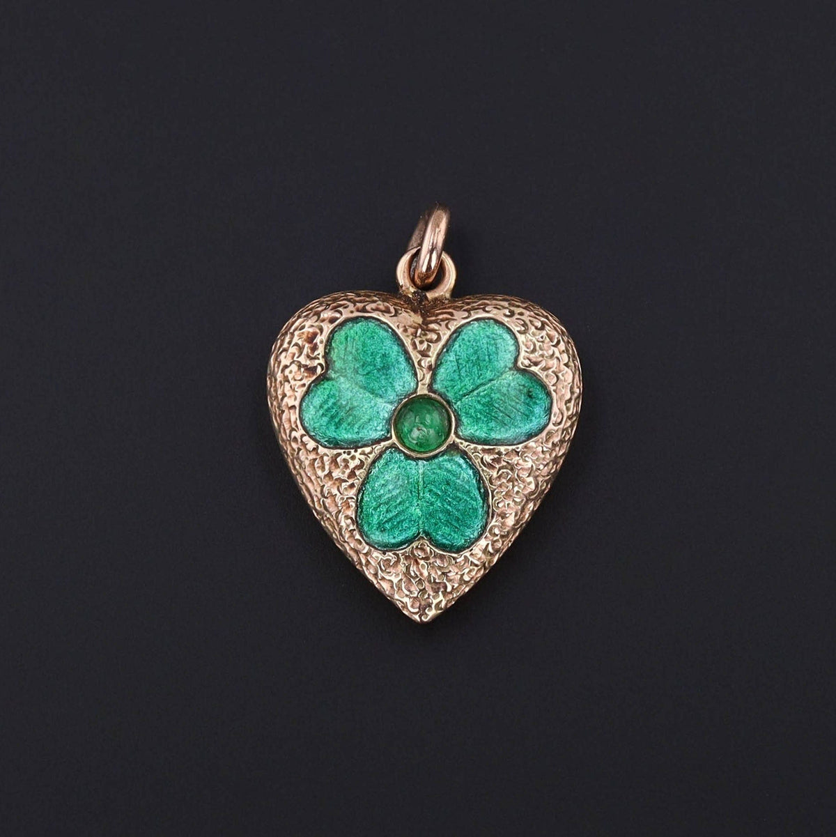 Antique Enamel Shamrock Charm of 14k Gold - Trademark Antiques