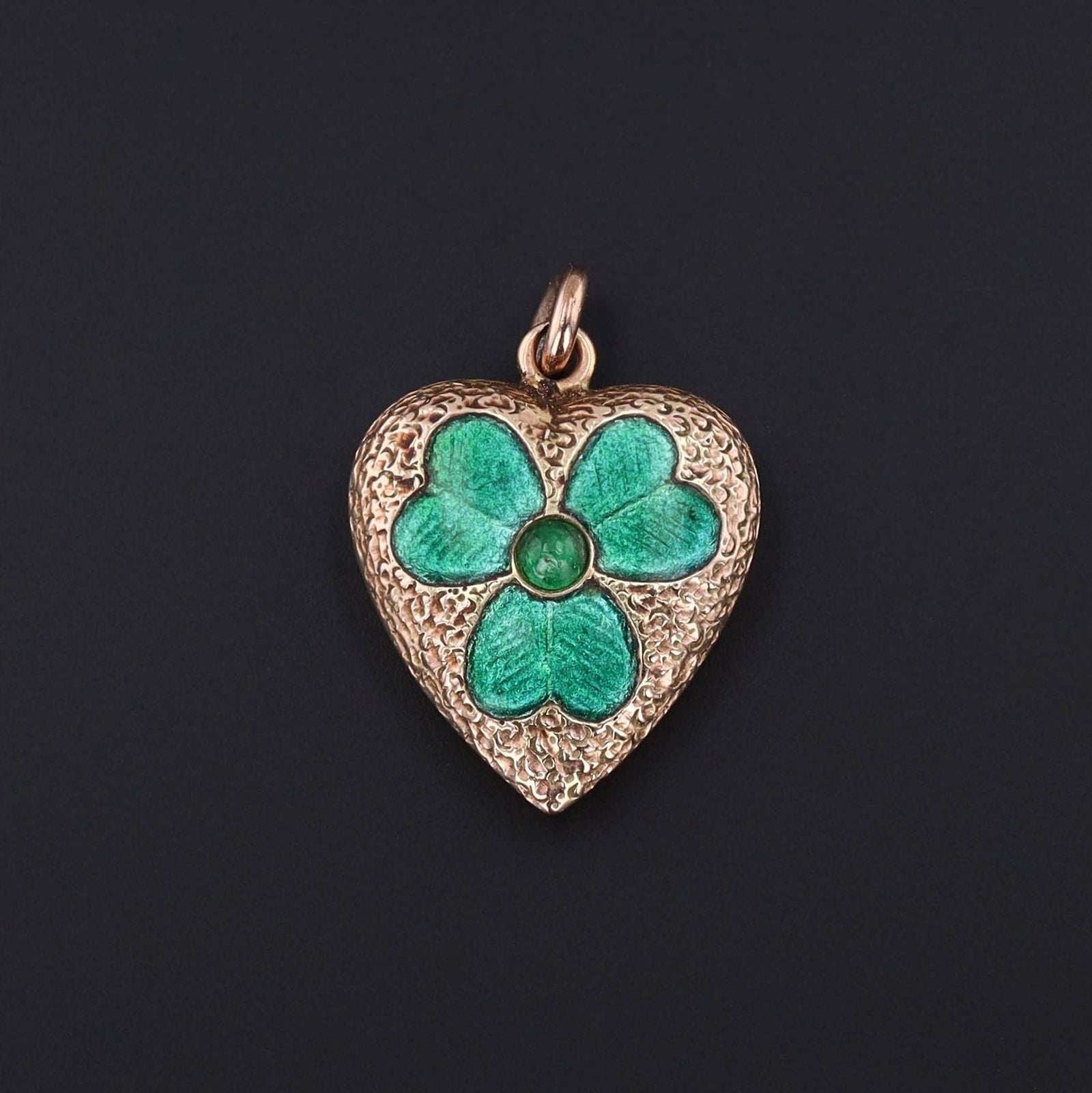 Antique Enamel Shamrock Charm of 14k Gold - Trademark Antiques