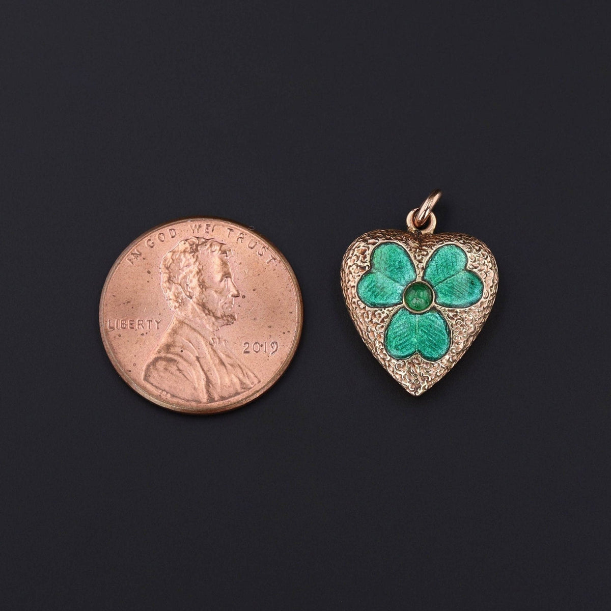 Antique Enamel Shamrock Charm of 14k Gold - Trademark Antiques