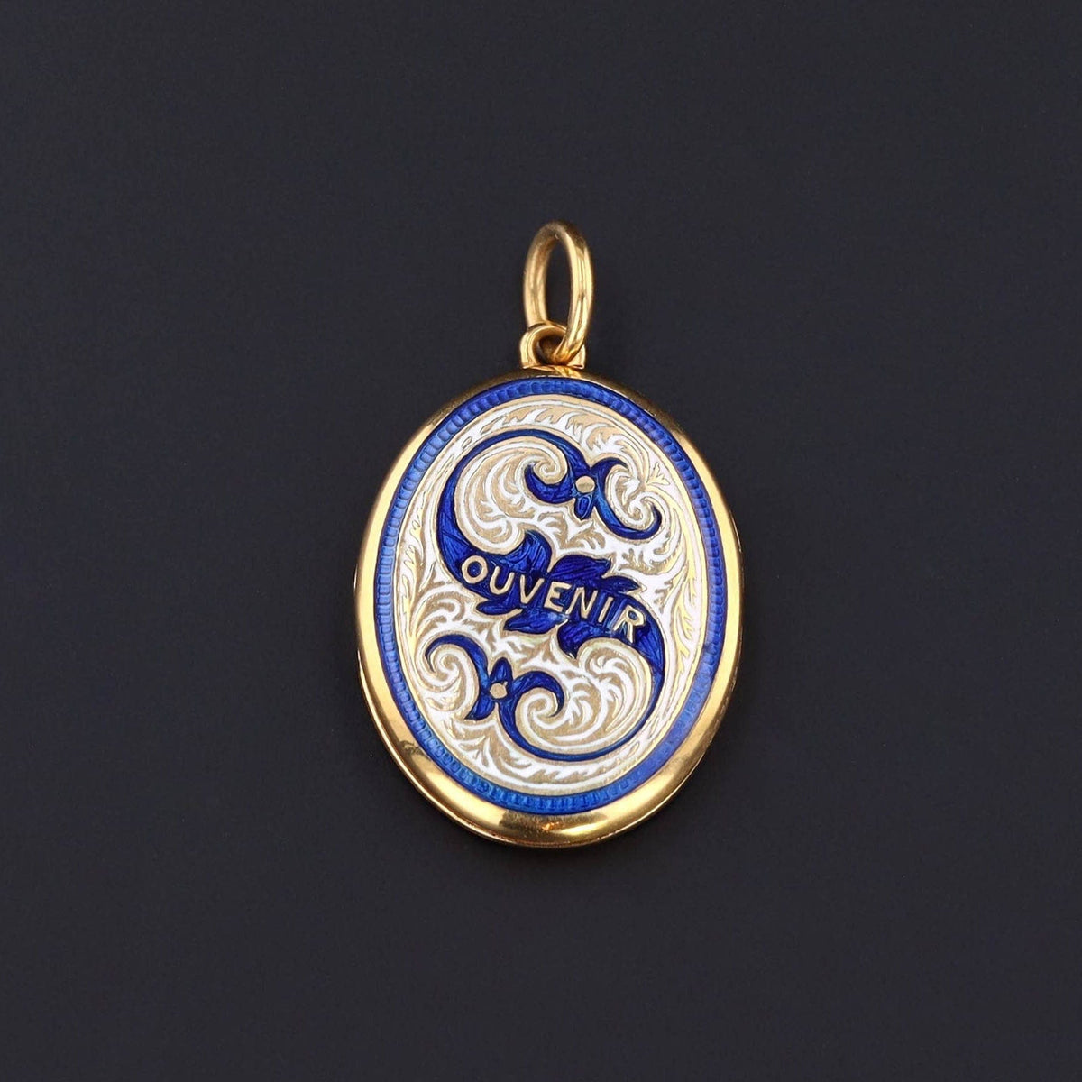 Antique Enamel ‘Souvenir’ Locket of 14k Gold - Trademark Antiques