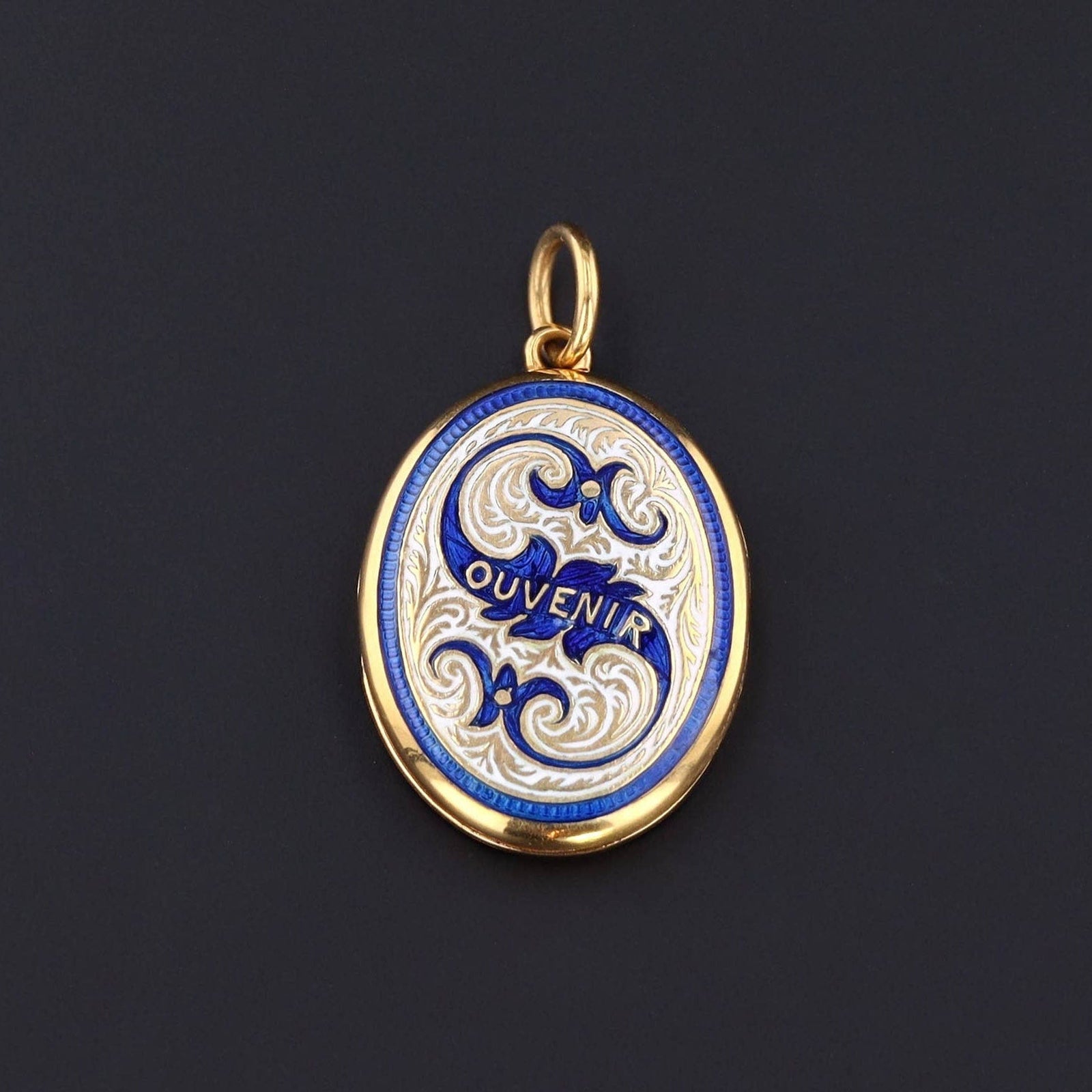 Antique Enamel ‘Souvenir’ Locket of 14k Gold - Trademark Antiques
