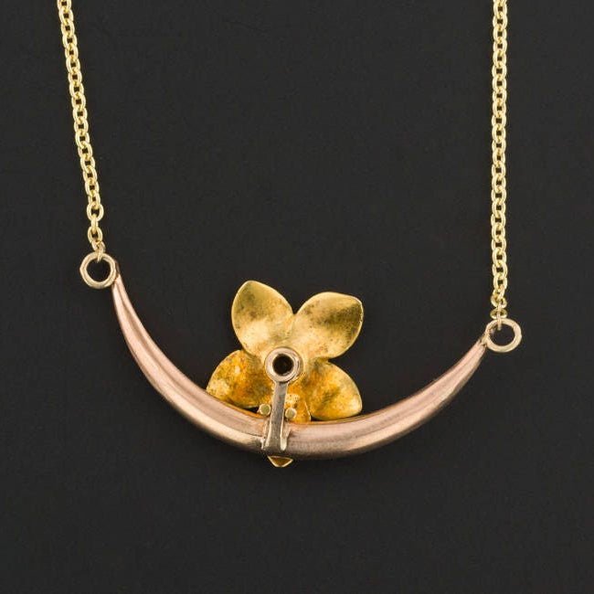 Antique Enamel Violet Conversion Necklace of 14k Gold - Trademark Antiques