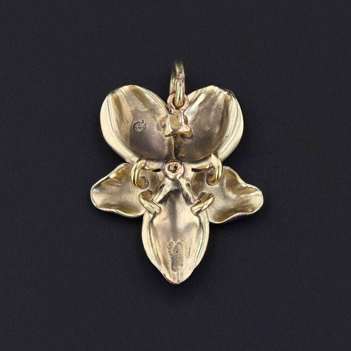 Antique Enamel Violet Pendant of 14k Gold - Trademark Antiques