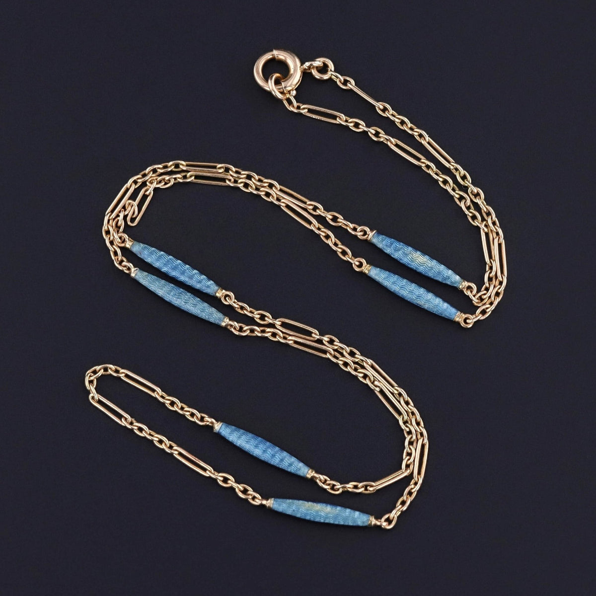 Antique Enamel Watch Chain of 14k Gold - Trademark Antiques